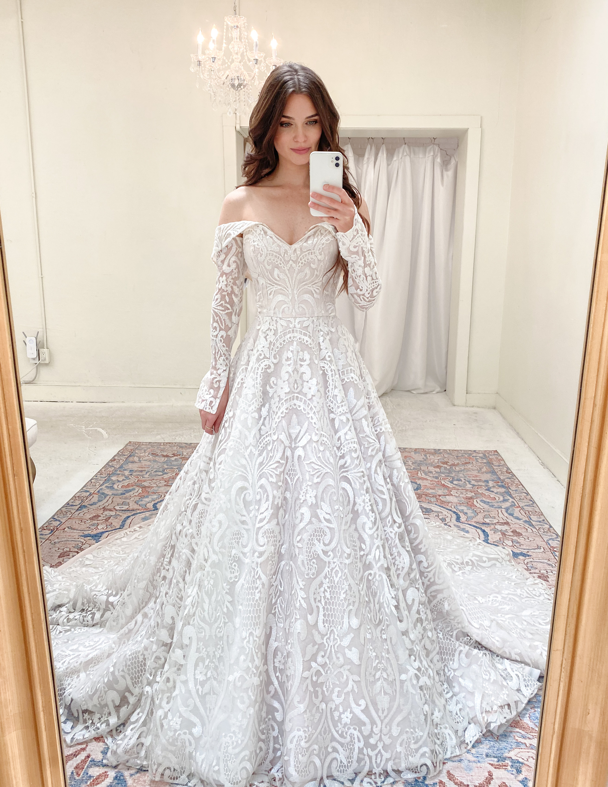 Hayley paige long hot sale sleeve ball gown